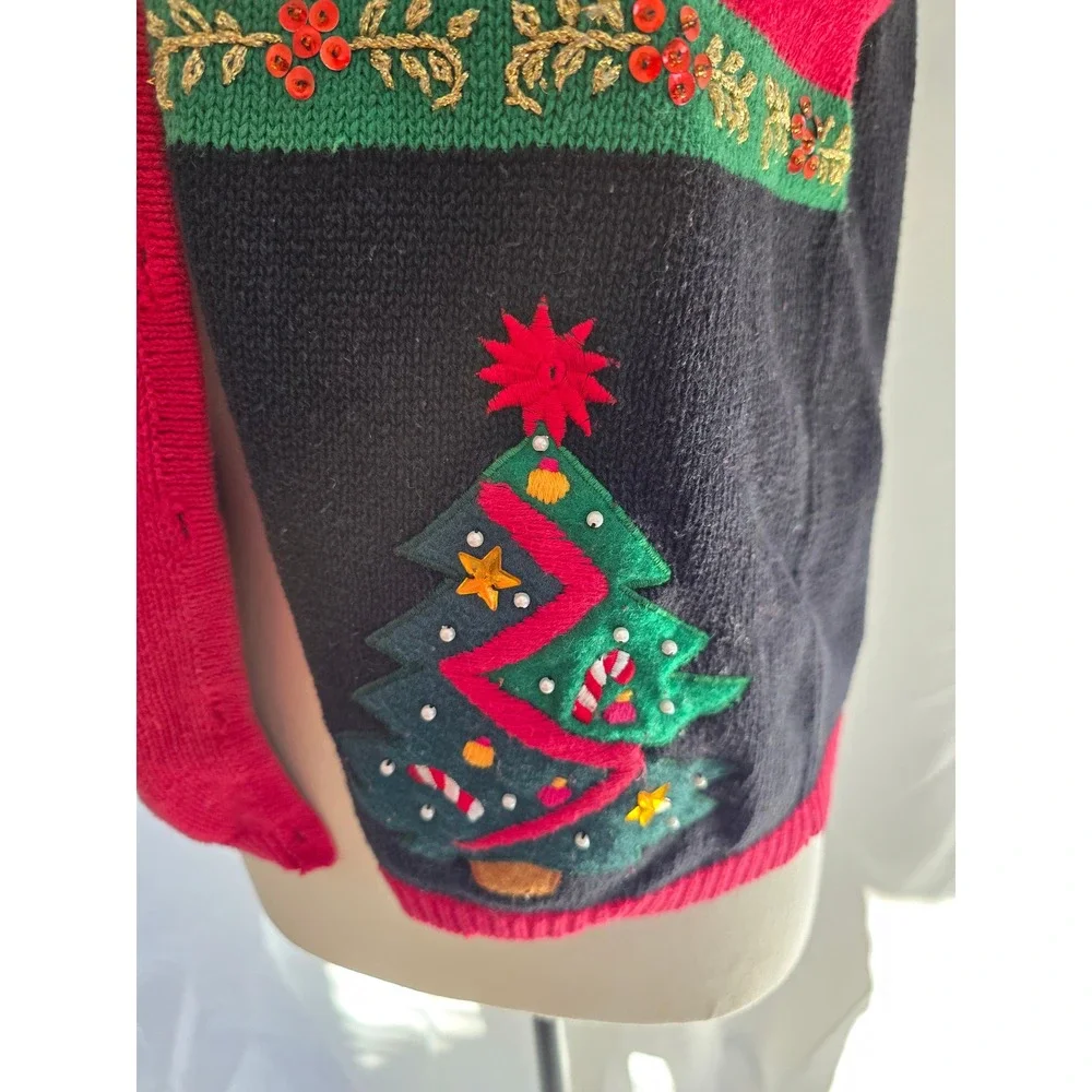Katie Lu Collection Womens Medium Ugly Christmas‎ Sweater Vest Holiday Sequin